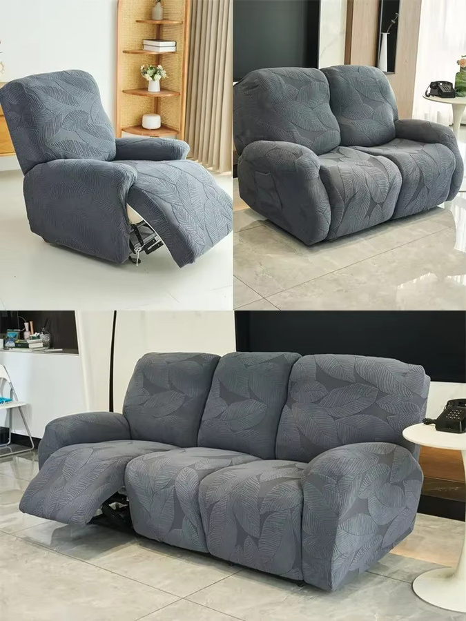 Yupartex 3-Sitzer Split-Relaxsofa-Bezug mit Blattmuster Jacquard und Seitentasche, elastischer Sesselüberzug in Floral-Design - Bild 5