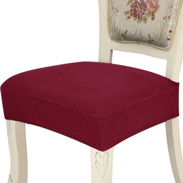Waschbare Jacquard Stuhlsitzbezüge aus Stretch-Spandex in Rot für Esszimmerstühle - Bild 1