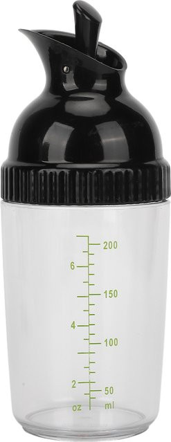 Qiilu Salatdressing-Shaker aus Glas mit Deckel, 200 ml, transparent/schwarz, BPA-frei und auslaufsicher - Bild 1