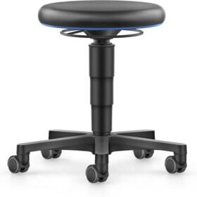Bimos Allround Hocker mit Rollen, Kunstleder Schwarz, Farbring Blau, Sitzhöhe: 45,0 - 65,0 cm - Bild 1