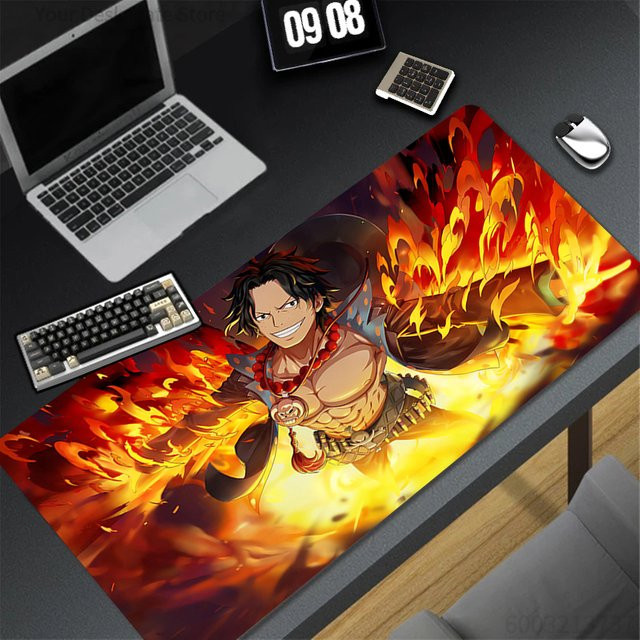 Bandai One Piece Ace Mauspad Anime Schreibtischunterlage aus Naturkautschuk, Mehrfarbig - Bild 1