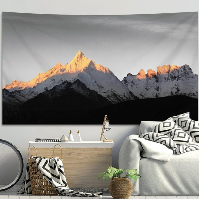 VIKAMA Wandteppich Winterlandschaft mit Schnee und Bergen, Mehrfarbig, Rechteckig - Bild 1