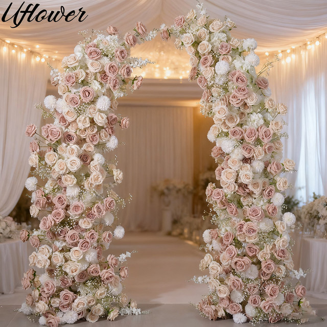 Uflower Künstliche Rosen in Pink als florales Blumenarrangement für Hochzeiten und Events - Bild 1