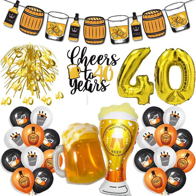 Oktoberfest Party Dekoration Set von PartiesTour mit Bier Banner, Ballons und Kuchen Topper für deinen deutschen Bier Geburtstag - Bild 1