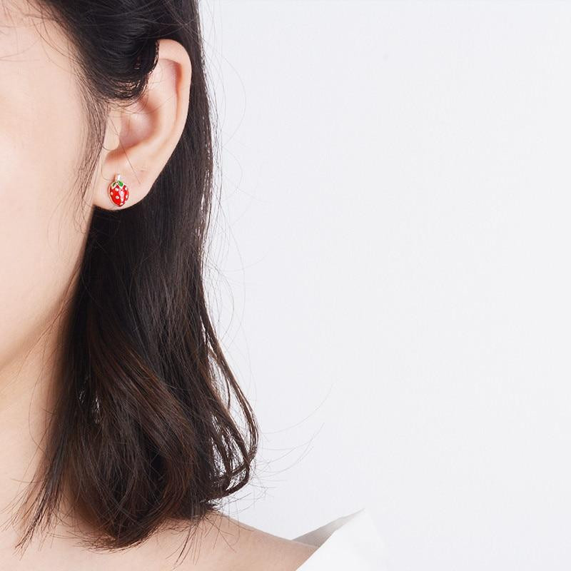 YIRAN Jewelry Ohrstecker 925 Sterling Silber, Erdbeerschliff, Damen - Bild 2