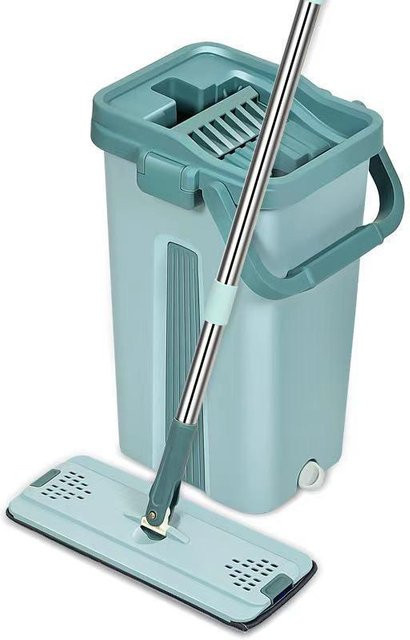 HomeHarmony Flachmopp mit Eimer und integriertem Wringer in Grün, B/T/H: 40 x 24 x 21 cm - Bild 1