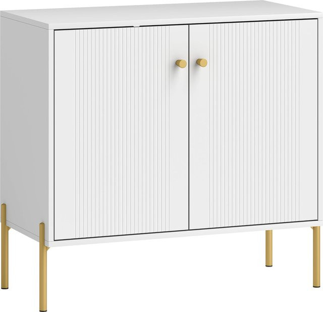 HOMCOM Modernes Sideboard in Weiß mit Marmoroptik und Stahlbeinen, B/T/H: 80 x 39,1 x 76 cm - Bild 1