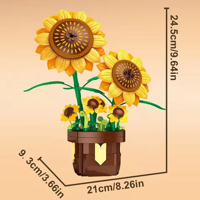 Linyi toy Bausteinset Blume Sonnenblume farbenfroh Kunststoff ab 14 Jahren - Bild 1