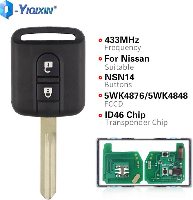 Smart Remote Autoschlüssel für Nissan in Schwarz für Elgrand, X-TRAIL, Cabstar, Navara, NV200, Qashqai, Micra K12 und Patrol (ID46 5WK4876 5WK4818) - Bild 1