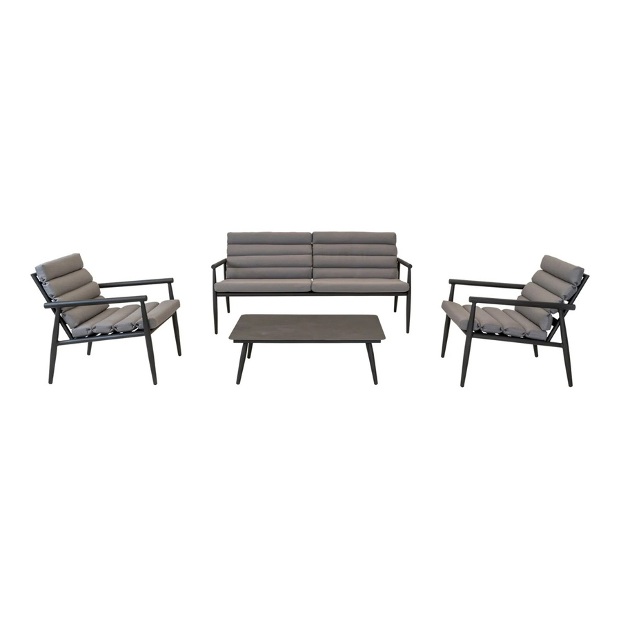 Lesli Lounge-Set Harper 4-teilig Stone in Anthrazit mit Polsterung und Aluminiumgestell - Bild 2