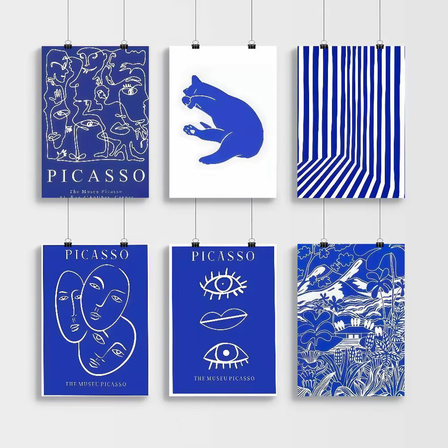 Abstraktes Filmplakat Moetch in Blau als Wandkunst für dein Nordic Home Decor aus Papier - Bild 3