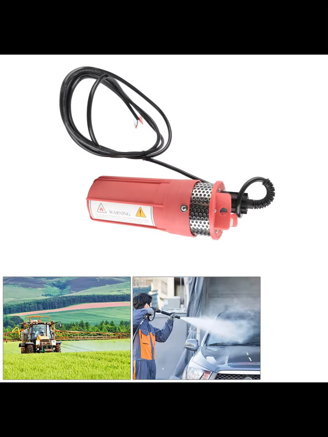 Solarbetriebene 12 V DC Tauchwasserpumpe aus Kunststoff in Rot - Bild 4