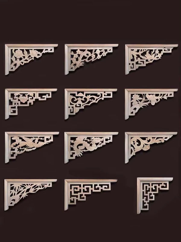 MaYupeT Holzgeschnitzter Chinesischer Drache als Eck-Onlay für Möbel und Dekoration, Beige, Floral und Orientalisch - Bild 4