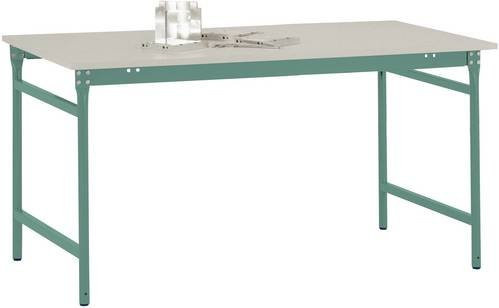 Manuflex Beistelltisch BASIS stationär mit Melamin-Tischplatte in Graugrün, B/T/H: 125 x 80 x 78 cm - Bild 1