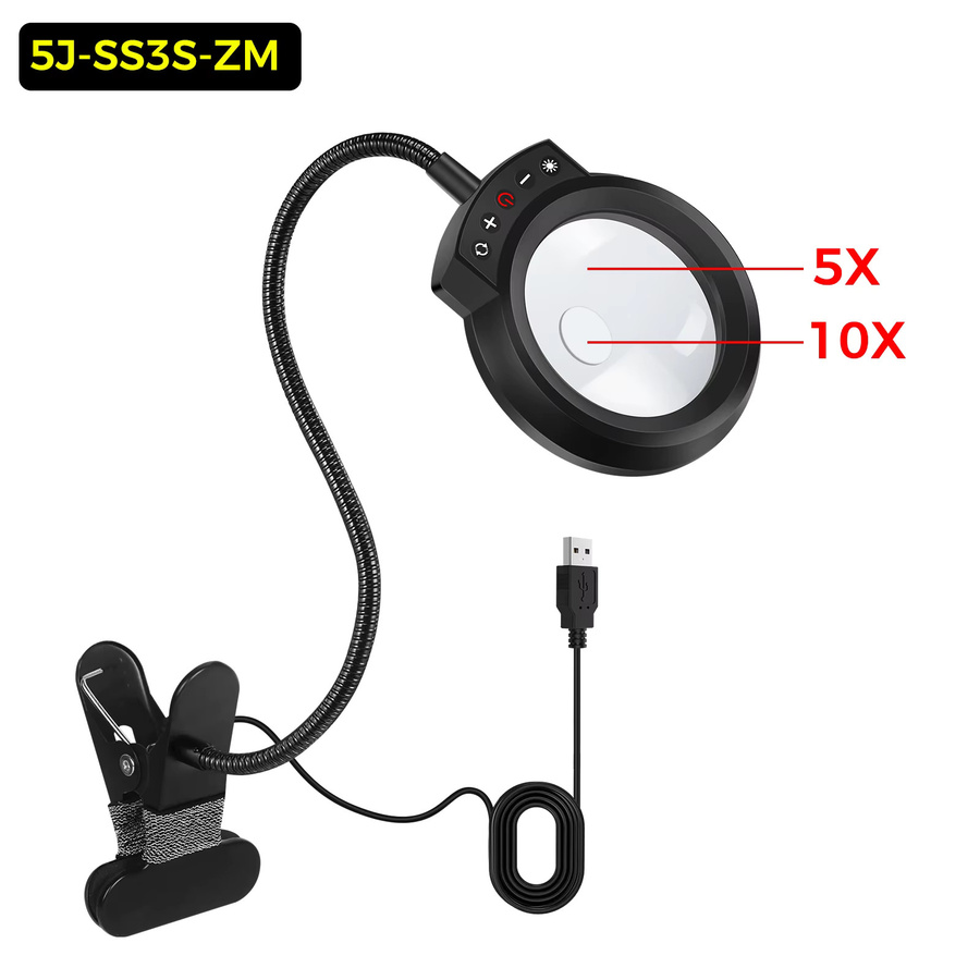 NEWACALOX 5-fache Schweißlupe mit 50 integrierten LEDs und 5 Lichtfarben als beleuchtete Schreibtischlampe für Reparaturarbeiten und zum Löten - Bild 4