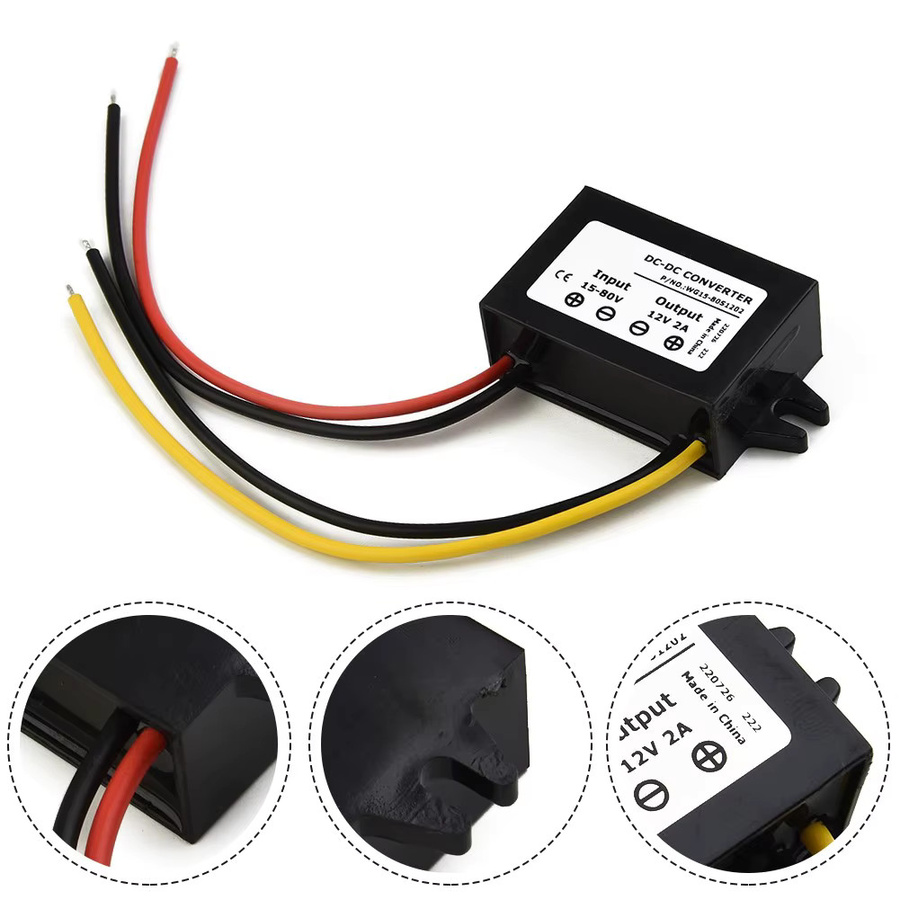 DC-DC Step Down Modul Konverter Schaltregler 15V-72V zu 12V 2A 24-36W Schwarz B/H/T: 6,3 x 3,2 x 1,8 cm - Bild 2