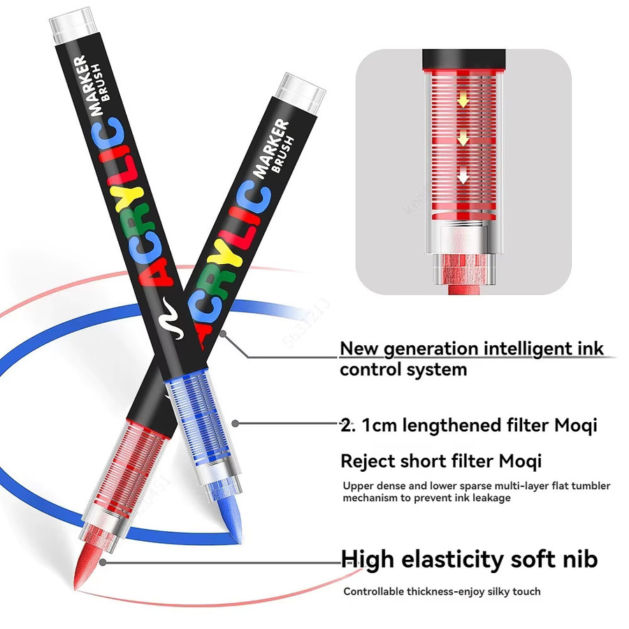 Professionelle Acrylmarker mit Pinselspitze für Malerei und Kalligraphie in Multicolour - Bild 3