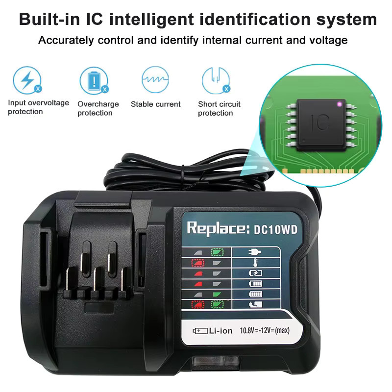 Makita Li-Ion Akku und Ladegerät Set 10,8 V/12 V 2000 mAh in Schwarz für Elektrowerkzeuge BL1015 BL1040B BL1020B BL1021 TD110D DF031D - Bild 2