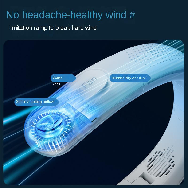 JQIQLY Tragbarer Nackenventilator Rosa, kabelloser Mini-Ventilator ohne Flügel mit 5000mAh Akku für Outdoor-Sportarten - Bild 3