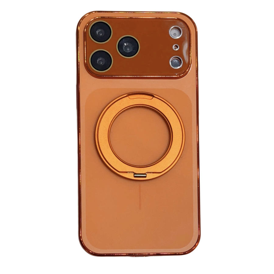 Magnetische Handyhülle mit Ring-Drehständer und Objektivschutzfolie für iPhone 17 16 15 14 13 12 Pro Max, Farbe: Orange, MagSafe kompatibel - Bild 5