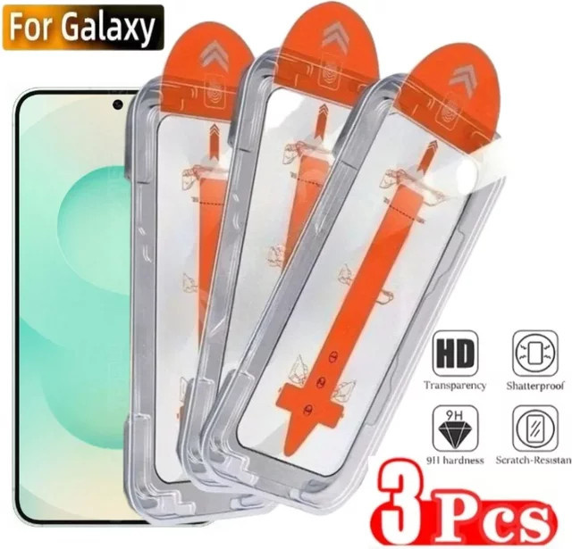 3 Stück Full Cover Displayschutzfolie aus gehärtetem Glas für Samsung Galaxy S25 S24 S23 S22 S21 Ultra S24 FE Plus, transparent, staubfreie Installation - Bild 1