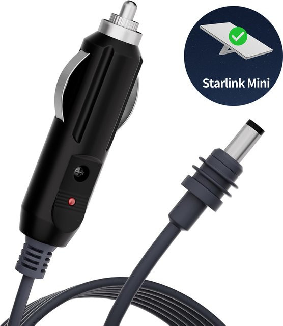 Starlink Mini Kabeladapter DC-Stromkabel für Zigarettenanzünder 12V-24V, Schwarz, Länge: 3 m - Bild 1
