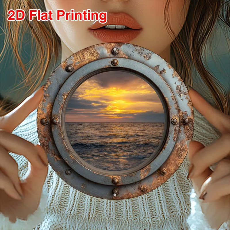CIFBUY Aluminium-Wanddekoration im Bohemian-Stil mit Meeresblick, runde Metall-Kunst für Zuhause, Garten und Küche, mehrfarbig, Durchmesser: 20,32 cm - Bild 6