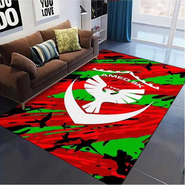 NuanSue Home Amedspor Teppich in Rot, moderner abstrakter Bodenmatte aus Polyester, rutschfest und waschbar, B/T: 80 x 120 cm - Bild 1