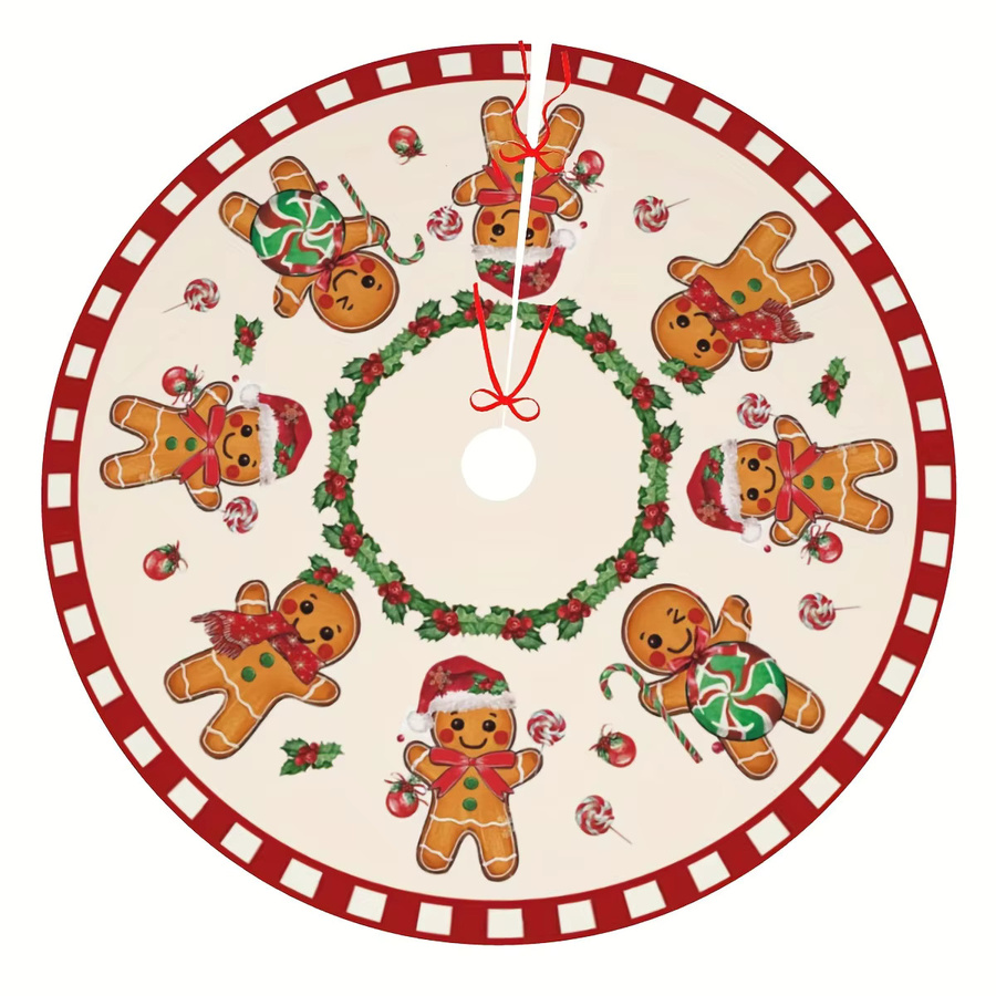 VIKAMA Weihnachtsbaum-Unterlage mit Gingerbread Man Print in Mehrfarbig - Bild 2