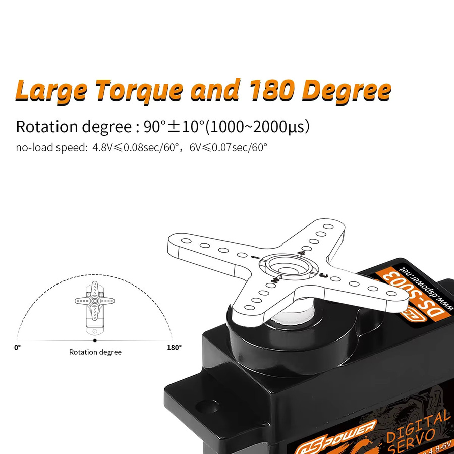 DSpower 5G Micro Digital Servo, Metall/Kunststoff Getriebe, JR/JST Stecker - Bild 3