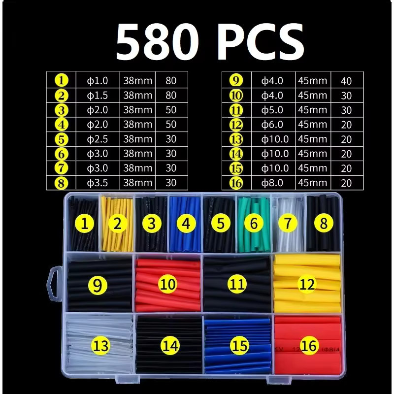 FATO Isolierschlauch Set für elektrische Verbindungskabel, thermobeständiger Schrumpfschlauch, 530–580 Stück - Bild 1