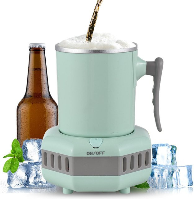 TOMTOP JMS Elektrischer Getränkekühler und Tassenwärmer aus Aluminium mit Griff in Grün, 15oz (ca. 444 ml) - Bild 1
