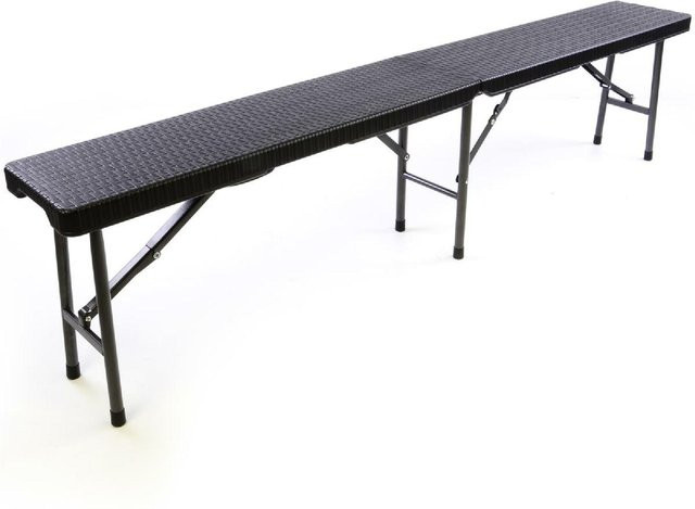 VCM Partybank Klappbank in Rattan-Optik, Farbe: Schwarz, B/T/H: 180 x 25 x 43 cm - Bild 1