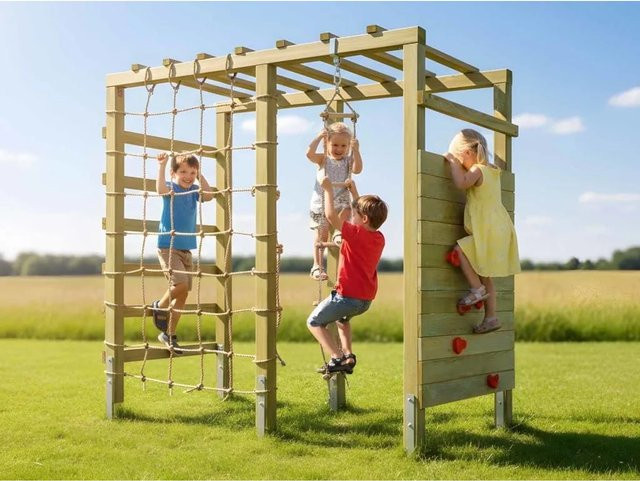 Belladoor Spielturm Klettergerüst Hango Rex, Holz, Rot, Natur / Holzfarben, ab 3 Jahre - Bild 1