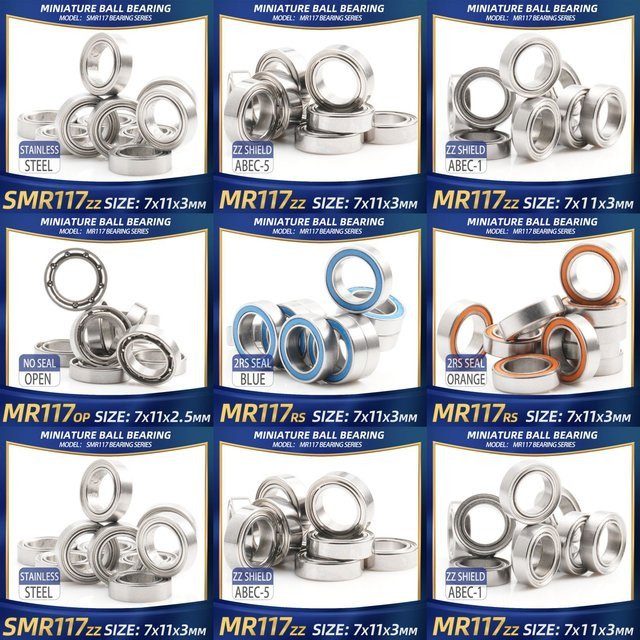 FUSHI MR117ZZ Lager aus Edelstahl, 10 Stück, Maße: B: 11 mm, H: 7 mm, T: 3 mm, korrosionsbeständig für Industriemotoren - Bild 1