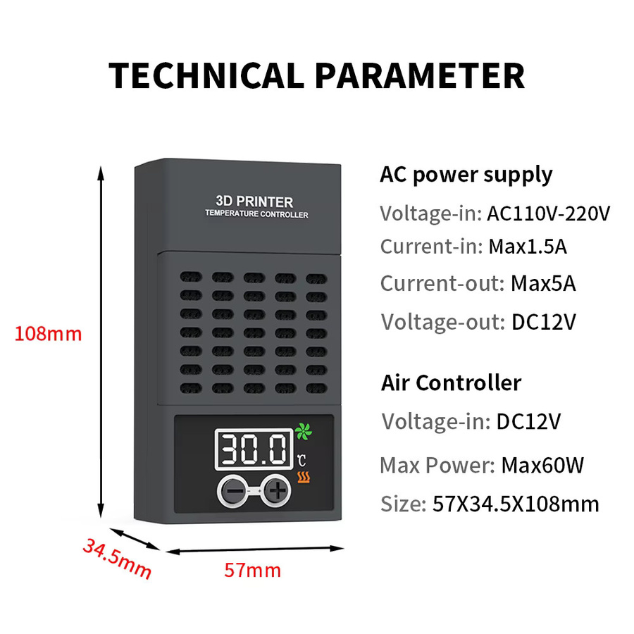 T-Trees Heizung mit Thermostat und Temperaturregelung für Harz LCD 3D Drucker kompatibel mit ELEGOO, ANYCUBIC und CREALITY LCD DLP - Bild 3