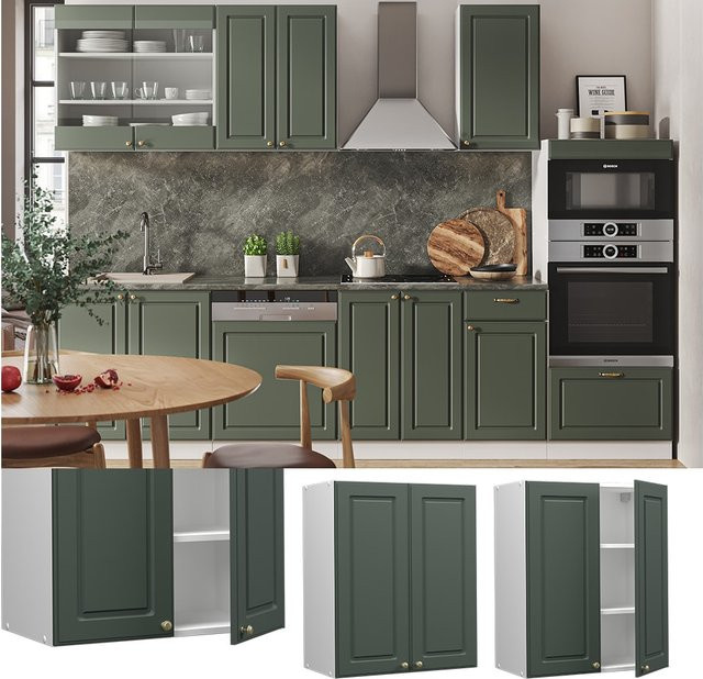 Vicco Hängeschrank Fame-Line Landhaus Weiß Grün-Gold mit Softclose-Scharnieren und Einlegeboden Breite: 60 cm, Höhe: 72 cm, Tiefe: 34,1 cm - Bild 1