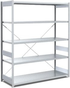 Bito Fachbodenregal Typ M aus Stahl in Silber, B/T/H: 135,8 x 62,4 x 200 cm, Grundfeld 200 kg - Bild 1