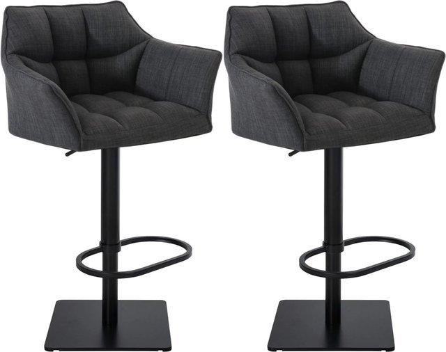 DELUKE 2er Set Barhocker SIHAR in Dunkelgrau und Schwarz, höhenverstellbare Barstühle mit Lehne und 360 Grad Drehbarkeit, B/T/H: 64 x 45 x 88 cm - Bild 1