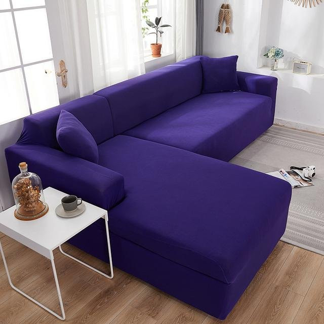 Housmife Ecksofa-Bezug aus elastischem Spandex für L-förmige Sofas, Farbe: Lila, Größe: Medium (145-185 cm) - Bild 1