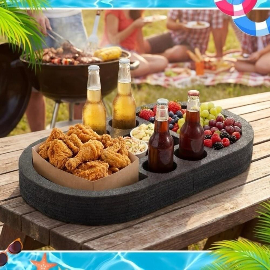 Beijieete Schwimmender Getränkehalter für den Pool, Wasserdichte Eisbar mit Mehrloch-Design, Schwarz - Bild 4
