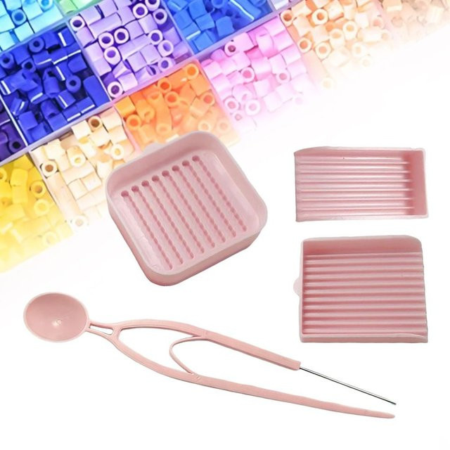 Edelstahl-Pinzettenset für DIY-Handarbeit zur Aufnahme von 2,6 mm Bügelperlen in Weiß - Bild 1