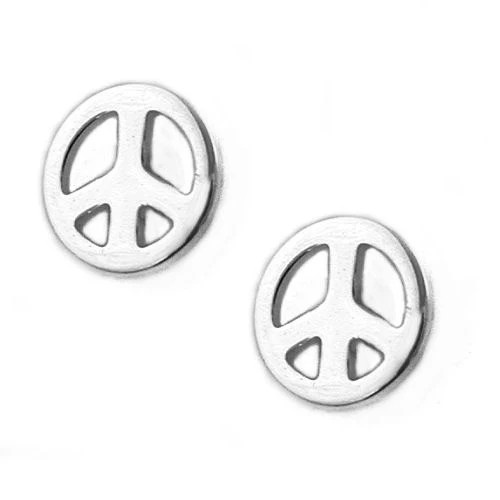 Colfem Ohrstecker Peace/Friedens-Symbol, 925 Silber, Unisex - Bild 1
