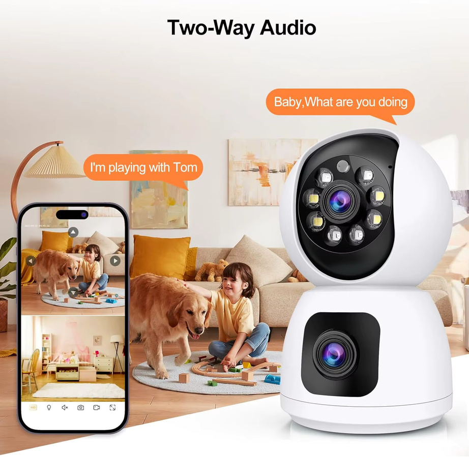 Sherway 8MP Dual Objektiv 5G WIFI Kamera Tuya Smart PTZ 4K HD Dual Screen mit Auto Tracking, Drahtlose Video Überwachung Innenkamera, Weiß - Bild 5