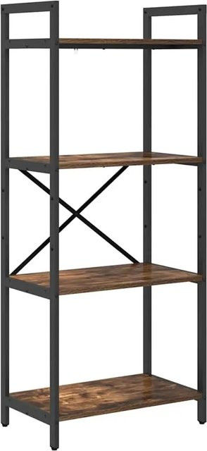 vidaXL Bücherregal im Industrial Design aus Holz und Metall, Farbe Geräucherte Eiche Braun, B/T/H: 56 x 34 x 133,5 cm - Bild 1