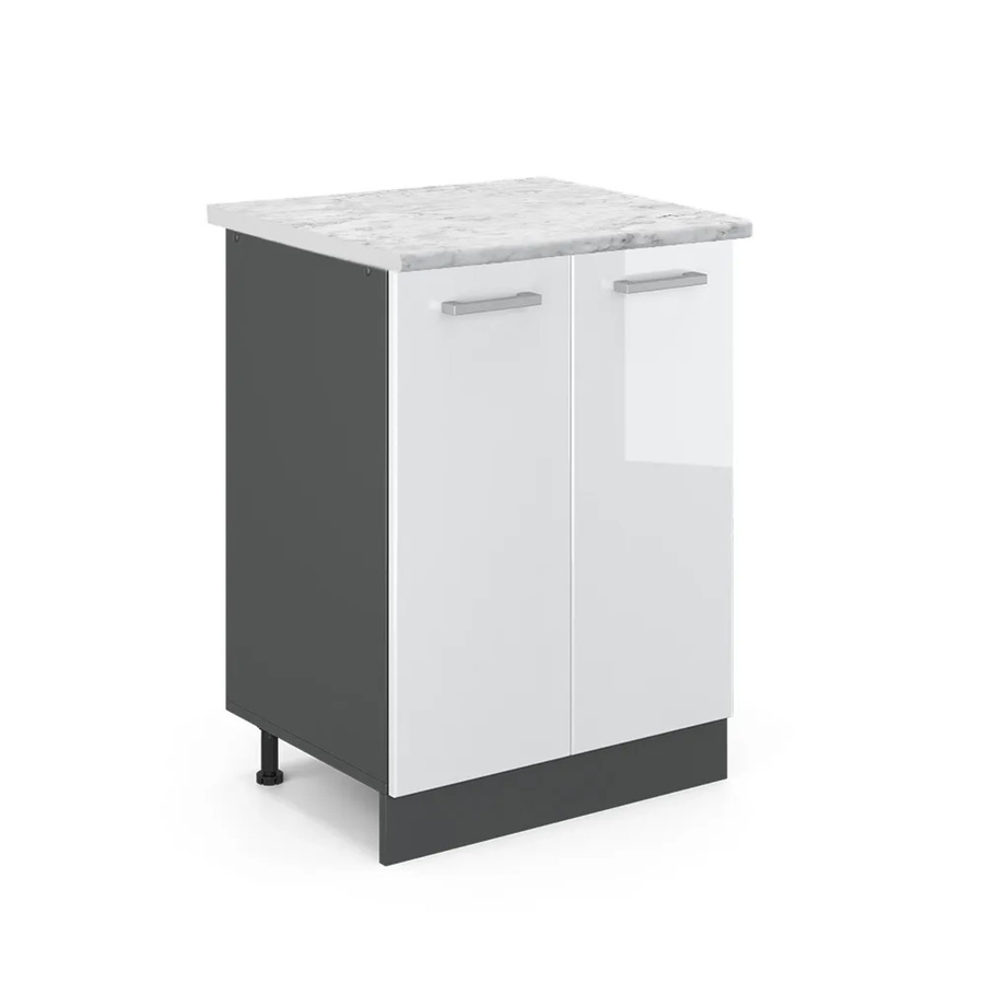 Vicco Küchenunterschrank R-Line Küchenkommode Weiß Anthrazit Hochglanz B: 60,0 cm, H: 81,6 cm, T: 46,0 cm - Bild 2