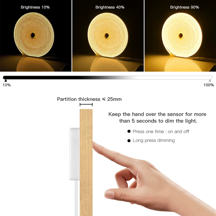 Lcamaw Neon Flex LED-Band mit USB-Anschluss und Touch-Schalter in Weiß - Bild 5