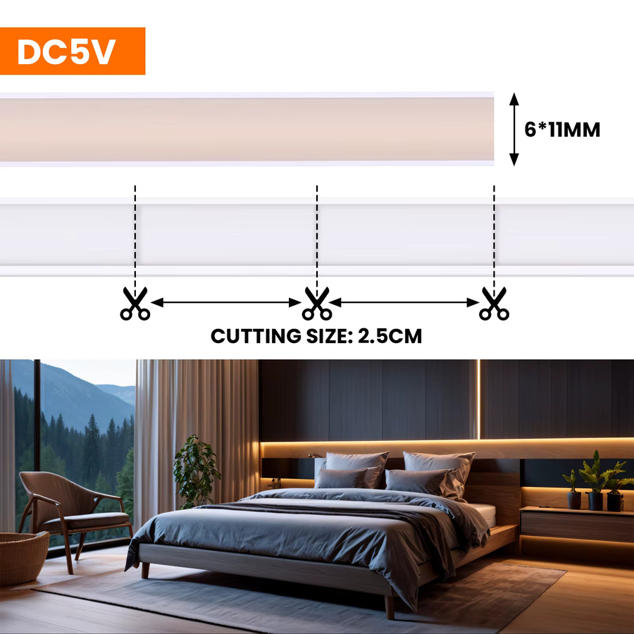 GAHADA Dimmbarer COB LED-Streifen Warmweiß 5V USB Selbstklebend mit Schalter - Bild 4