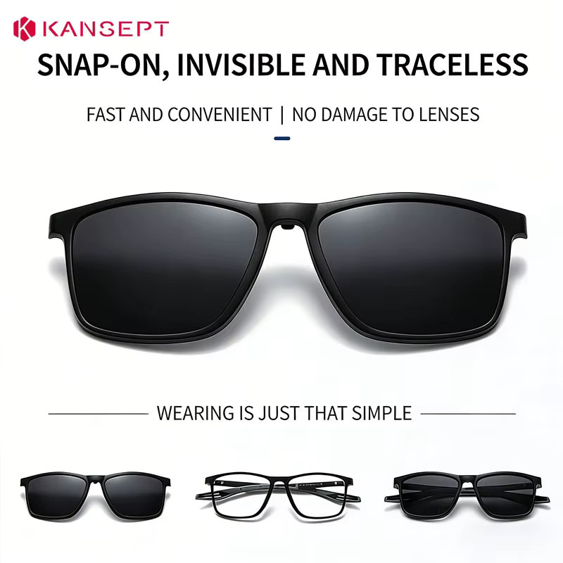 KANSEPT Clip-On-Sonnenbrille, Unisex, Vollrand, rechteckig, black - Bild 3