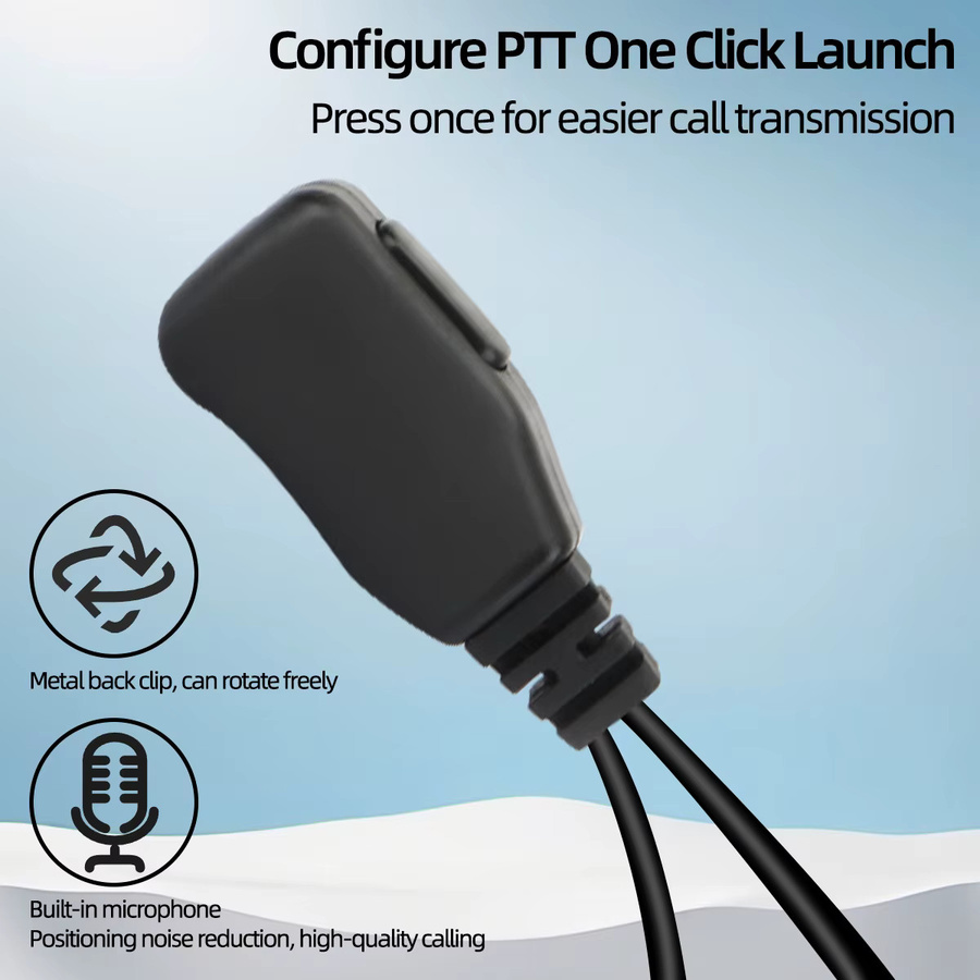 ABBREE POC Network Walkie Talkie Headset mit 360 Grad drehbarem Ohrstöpsel und integriertem PTT-Mikrofon, USB-C Funkkopfhörer In-Ear, Schwarz - Bild 3
